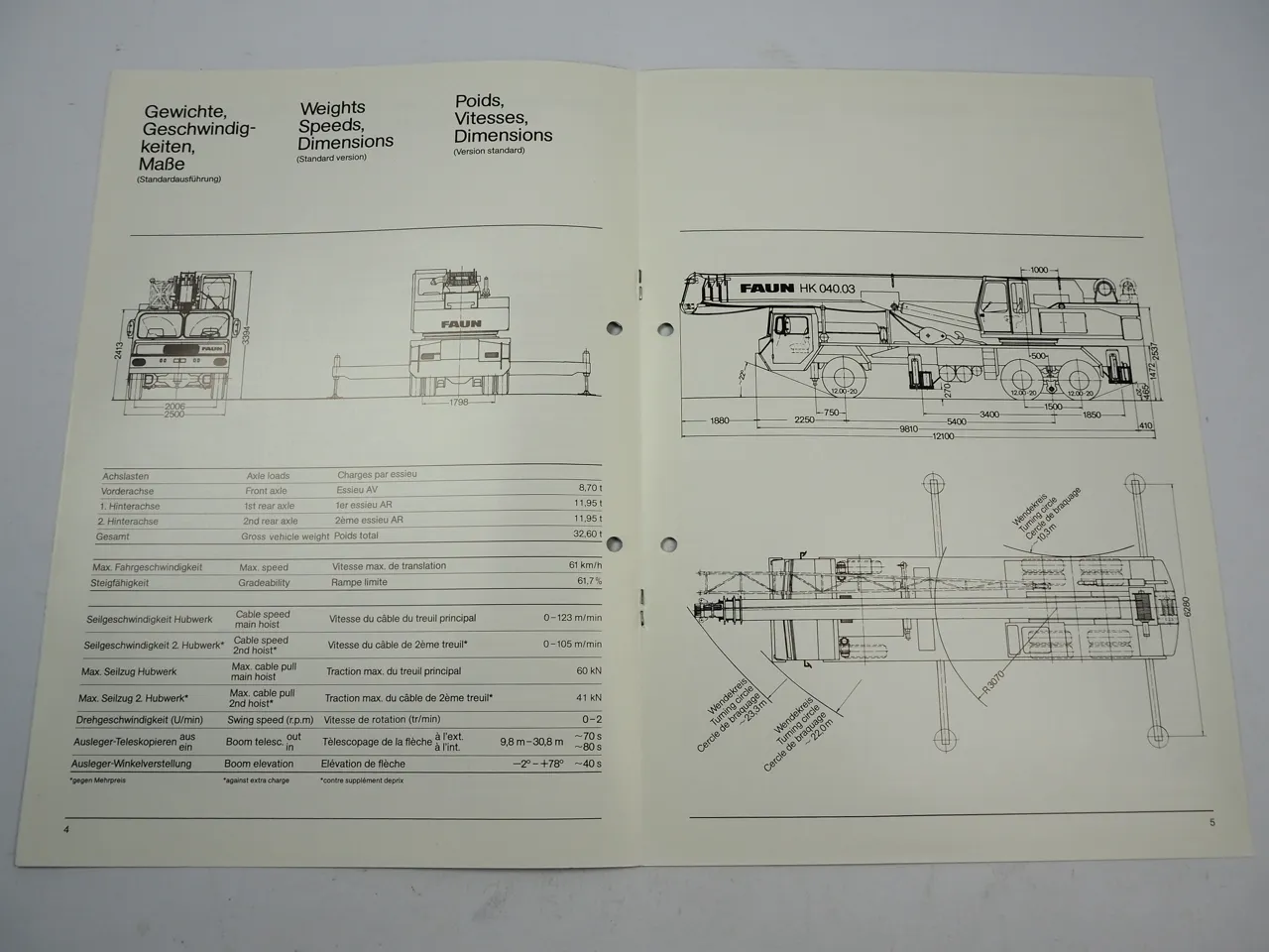 Faun HK040.03 Autokran Mobilkran Hydraulikkran Prospekt Brochure 1984