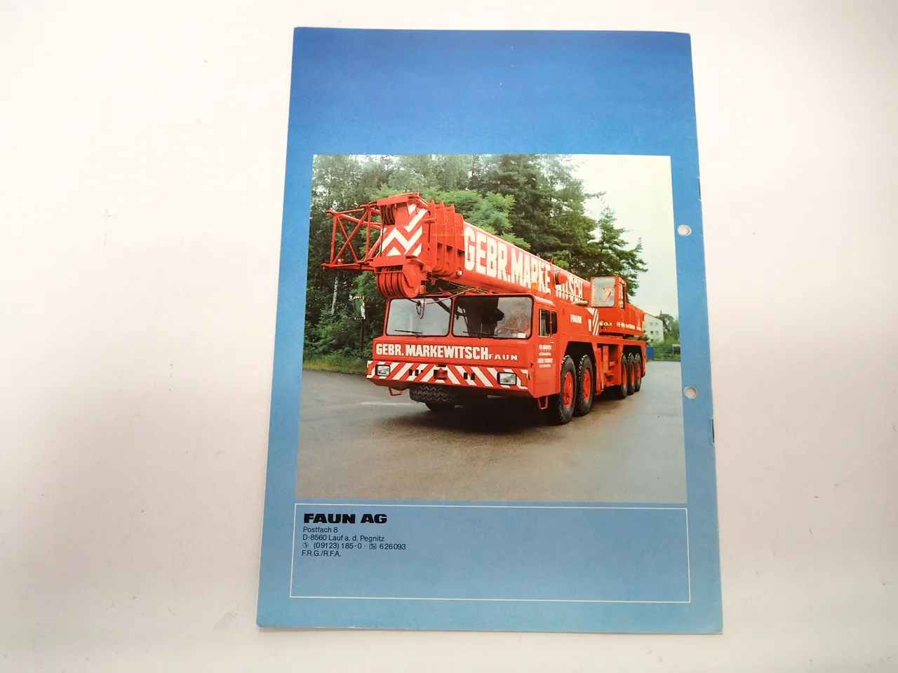 Faun HK100.05 Autokran Mobilkran Hydraulikkran Prospekt Brochure 1984