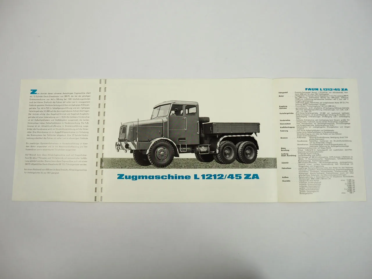 FAUN L1212/45 ZA Zugmaschine LKW Prospekt 1960er