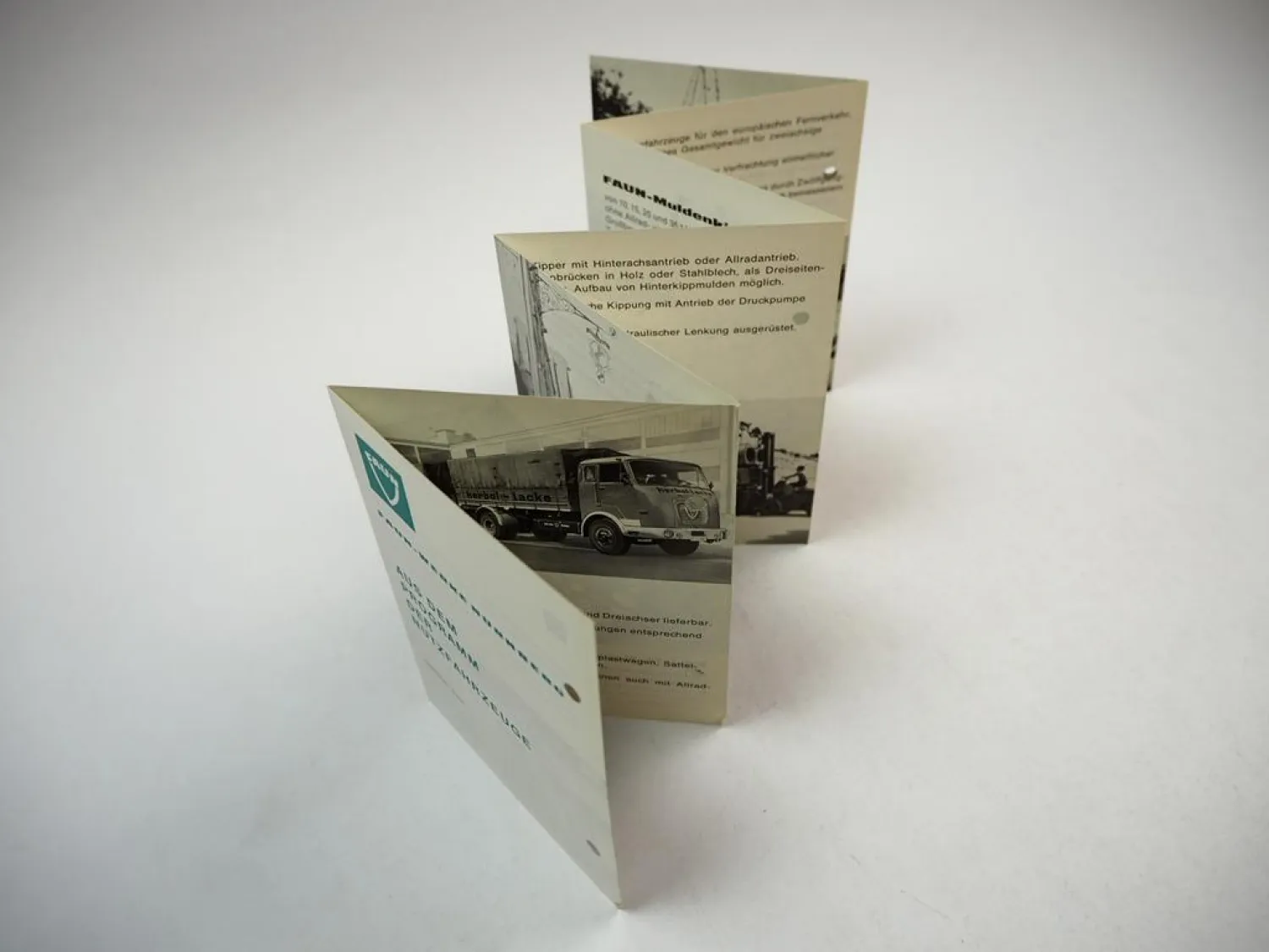 Faun LKW Muldenkipper Saugmaschine Kommunalfahrzeuge Prospekt Programm 50er J.