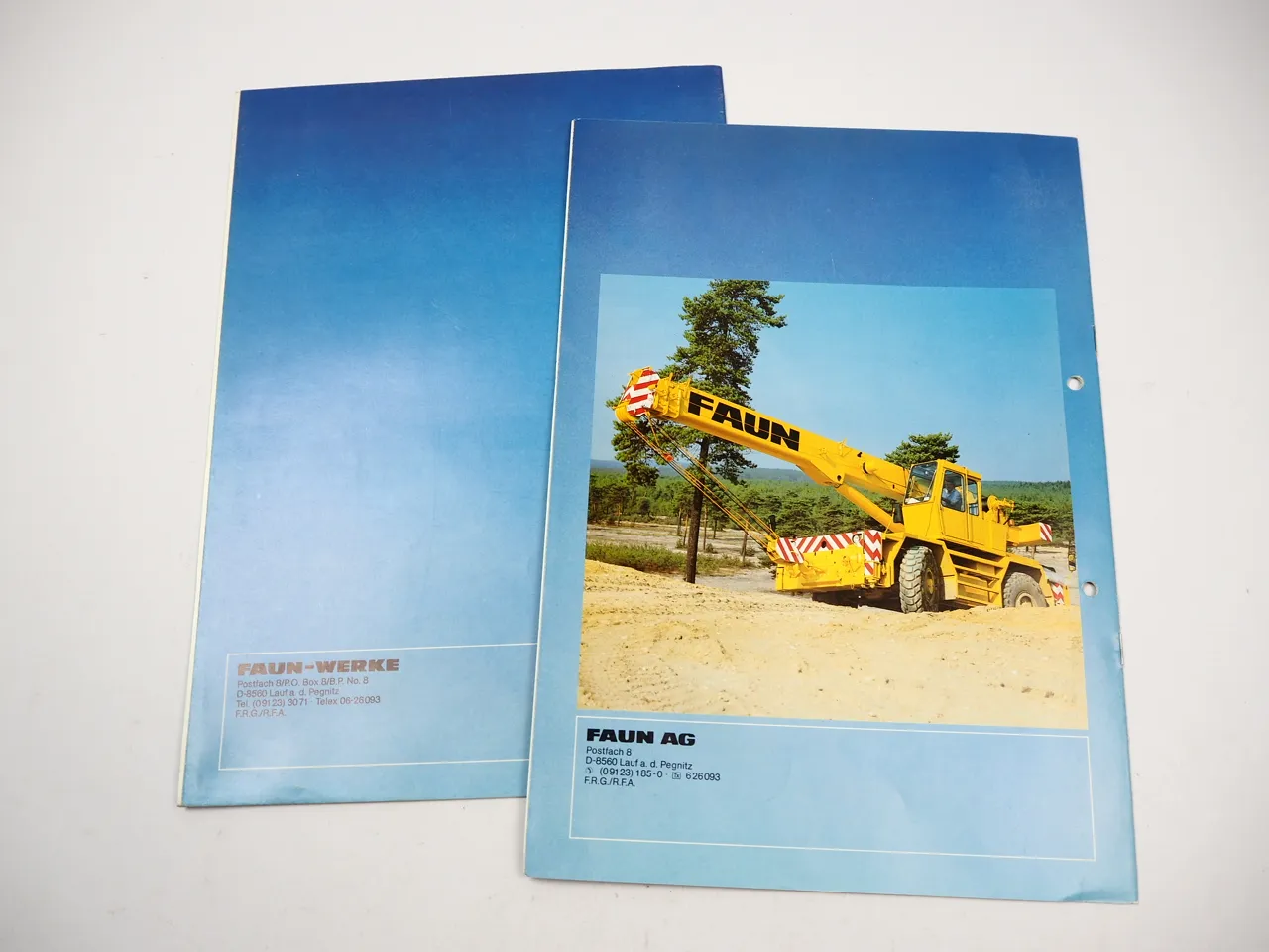 Faun RT20 Geländekran Mobilkran Hydraulikkran 2x Prospekt Brochure 1982/84