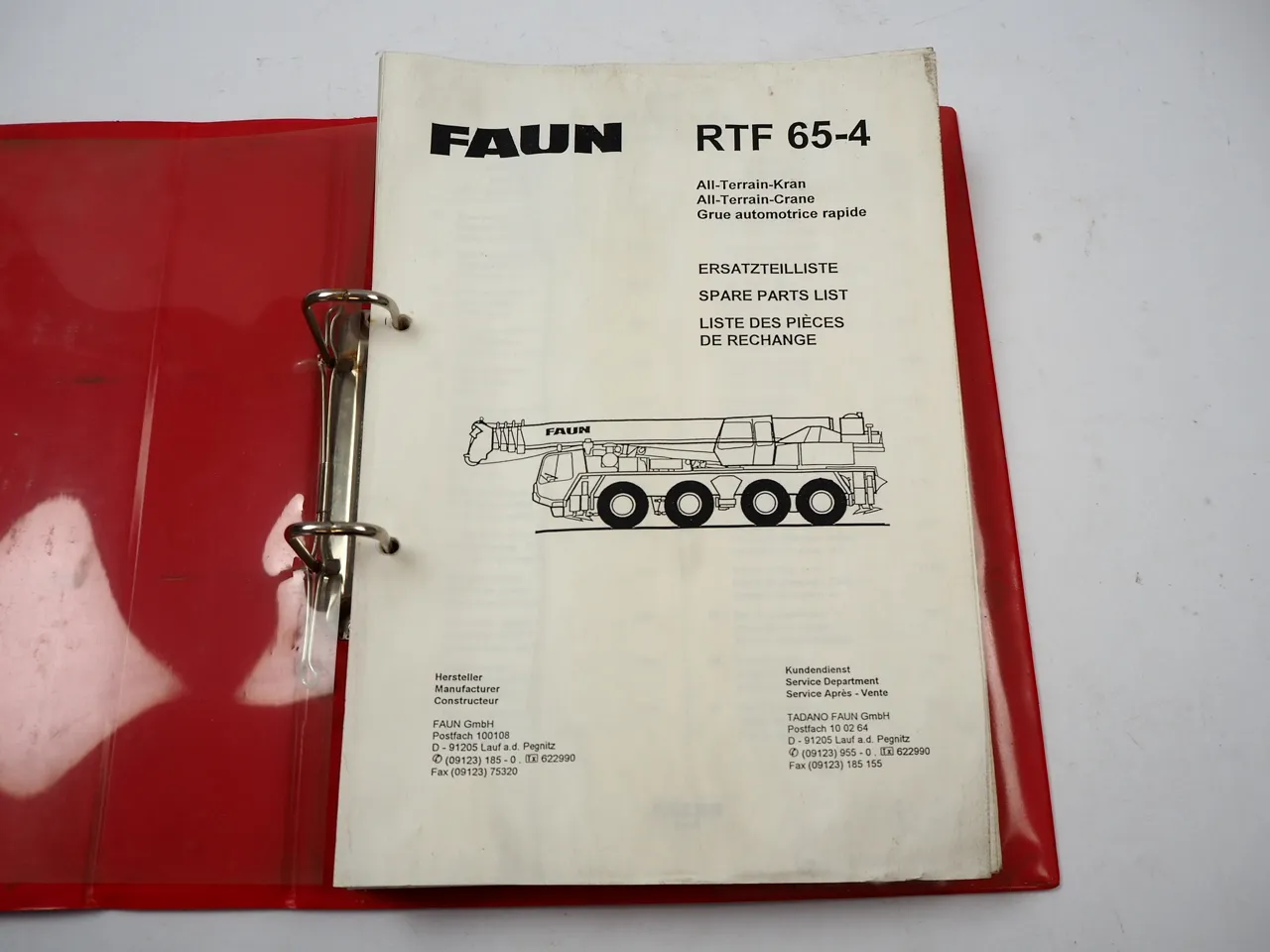 Faun RTF 65-4 Mobilkran Ersatzteilliste Spare Parts List Teil 2 Oberwagen
