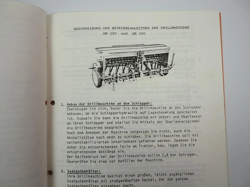 Feldherr DM 250 300 Drillmaschine Betriebsanleitung Ersatzteilliste