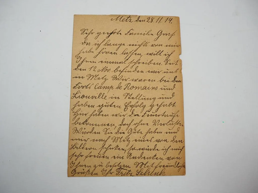 Feldpostkarte Stempel Frankreich Metz 1914 Schwere Küsten Mörser Batterie 2