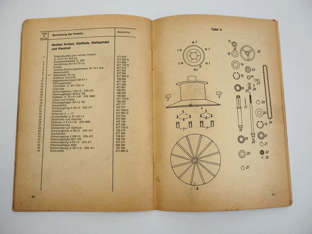Fella FKM180 Kreiselmähwerk Bedienungsanleitung Ersatzteilliste 1973