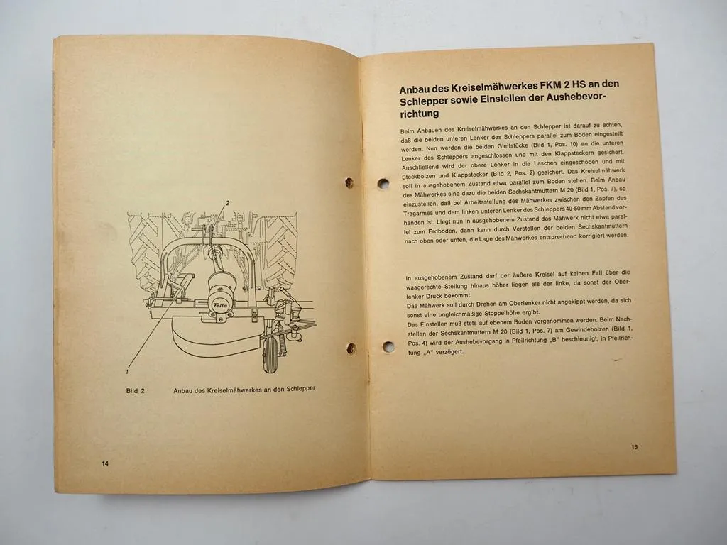 Fella FKM2HS Kreiselmähwerk Betriebsanleitung Ersatzteilliste 1972