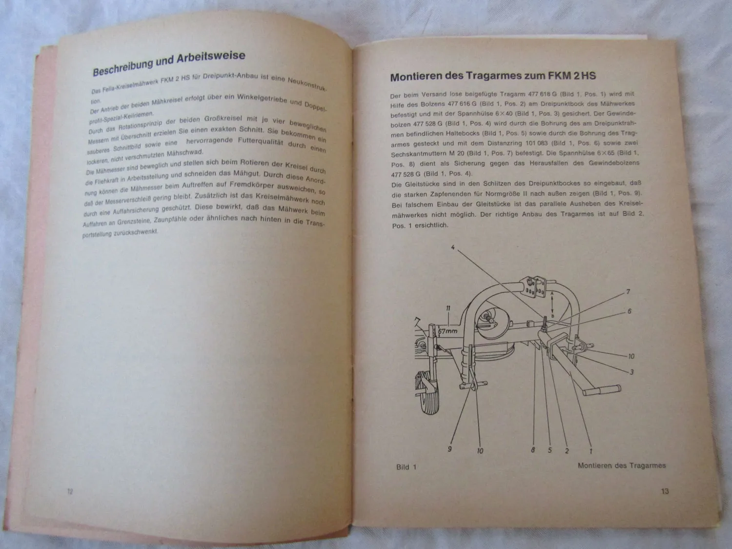 Fella FKM2HS Kreiselmähwerk Betriebsanleitung Ersatzteilliste 2/1973