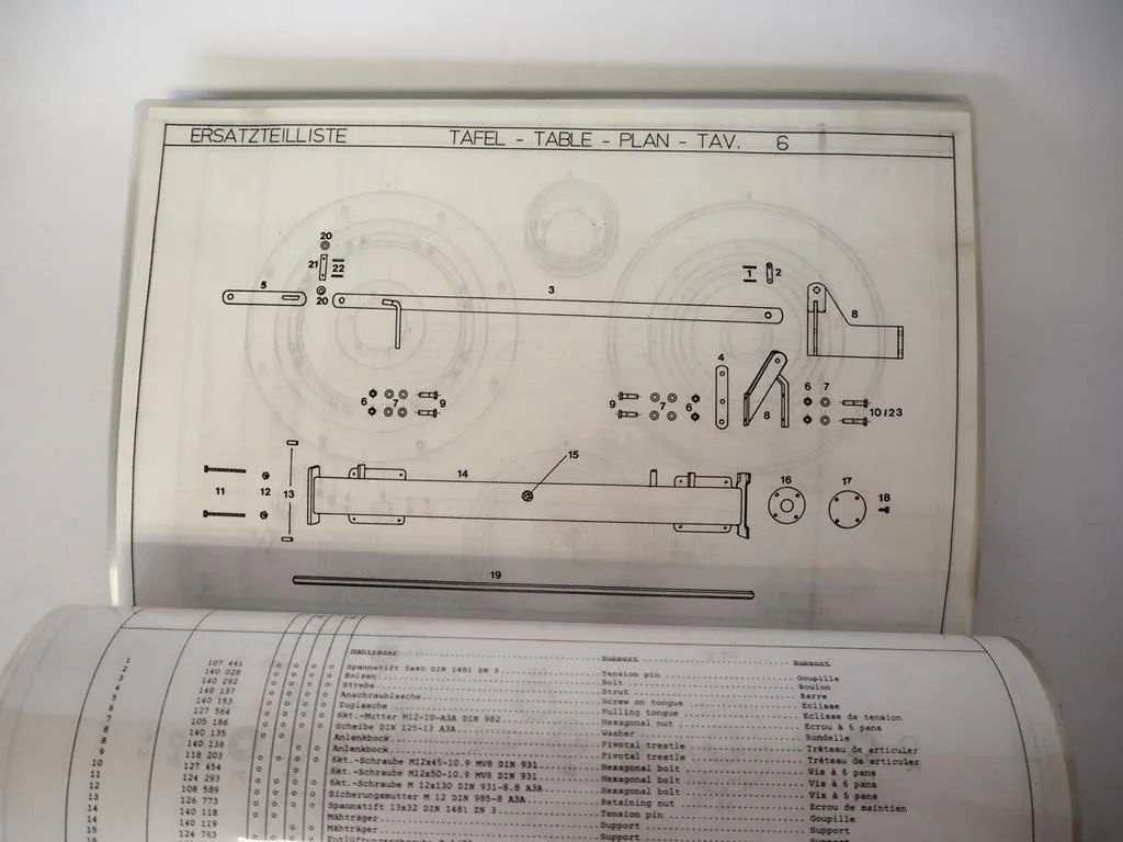Fella KM 187 225 H Kreiselmäher Betriebsanleitung Ersatzteilliste 1994