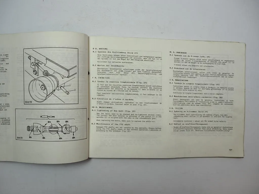 Fella KM 187 225 H Kreiselmähwerk Bedienungsanleitung Ersatzteilliste 1988