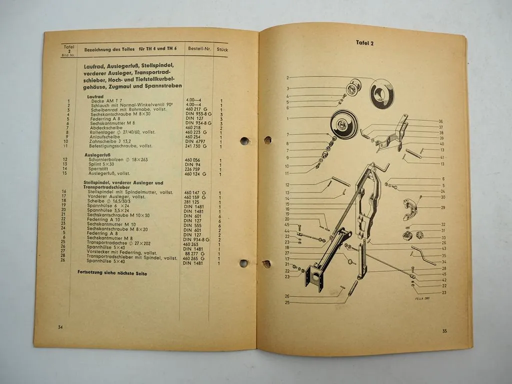 Fella Krüger TH4 TH6 Turboheuer Bedienungsanleitung Ersatzteilliste 1963