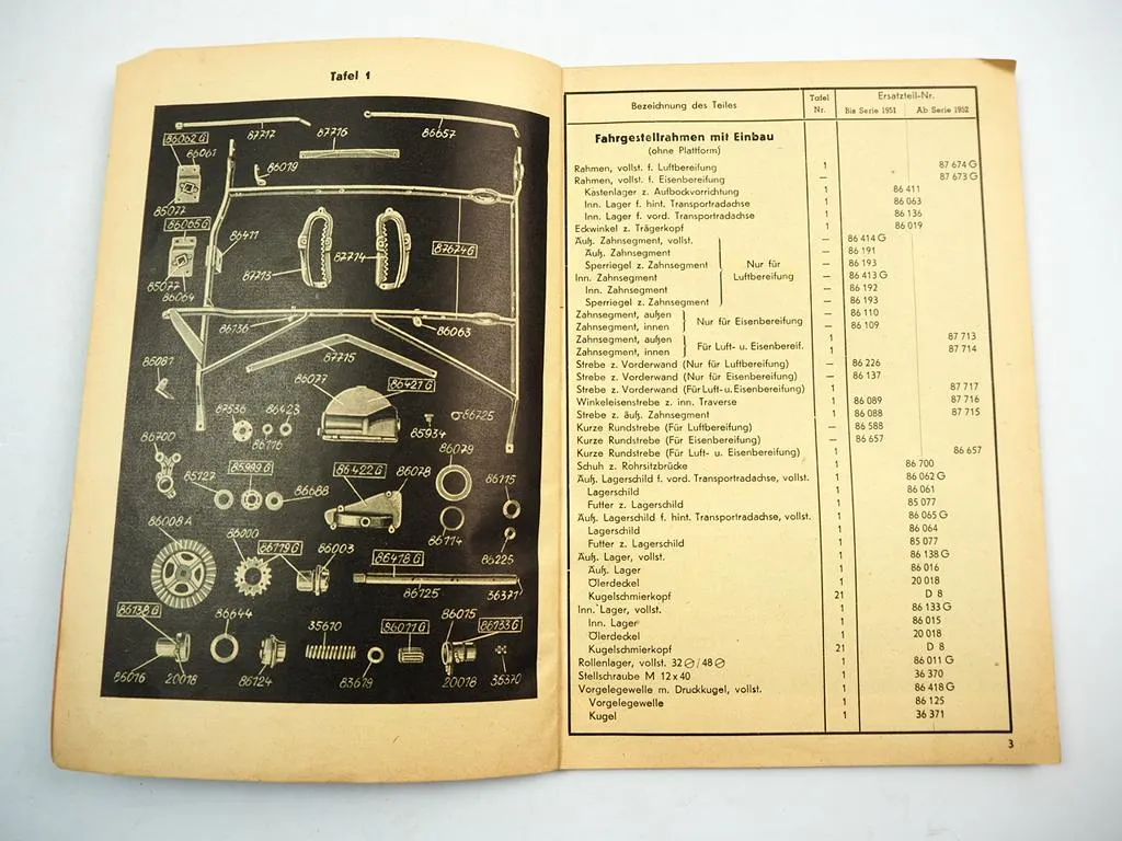 Fella Pony P1 Bindemäher linksschneidend Ersatzteilliste 1953