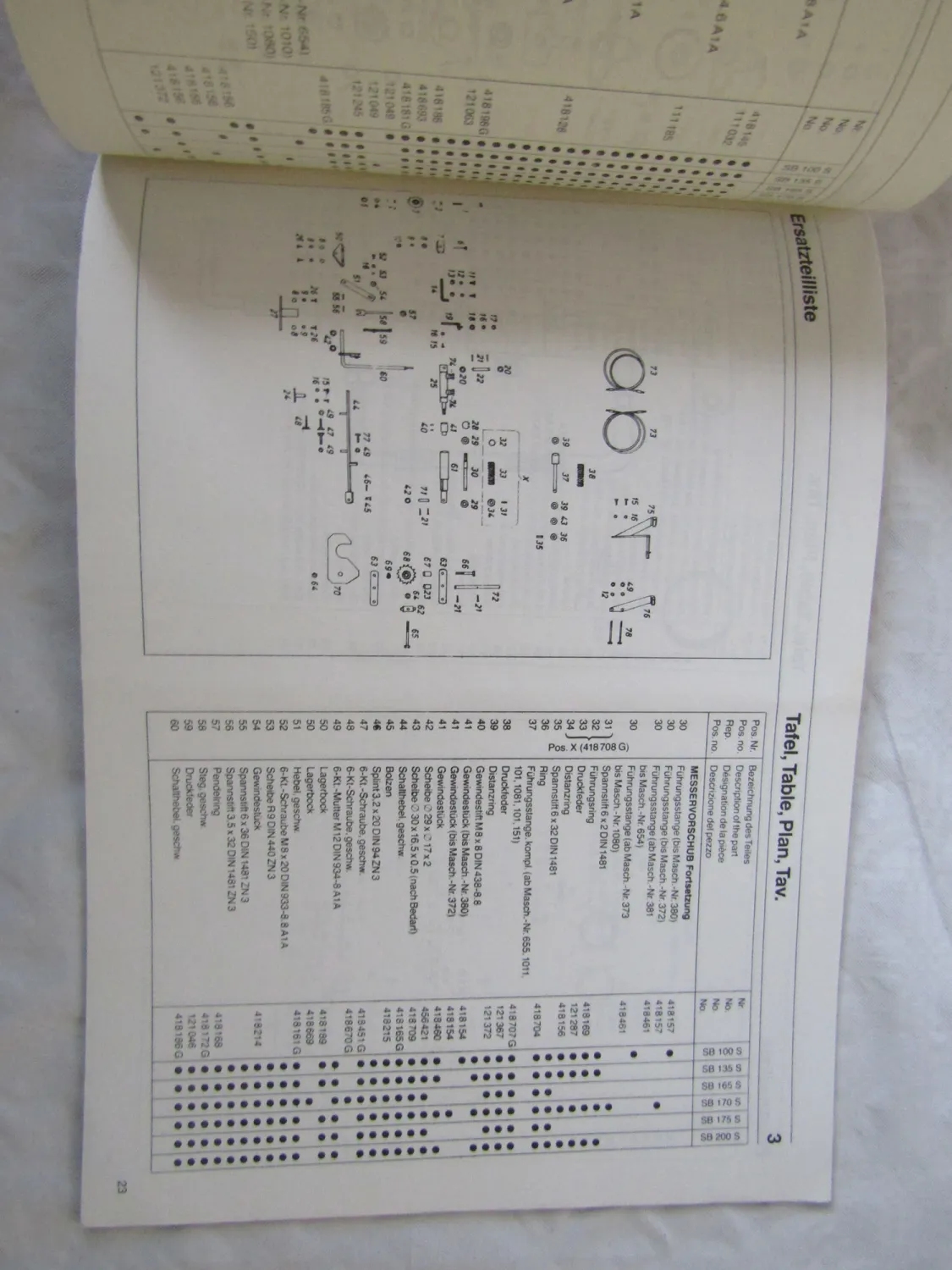Fella SB 100 135 165 170 175 200 S SH SF Bedienungsanleitung Ersatzteilliste 83