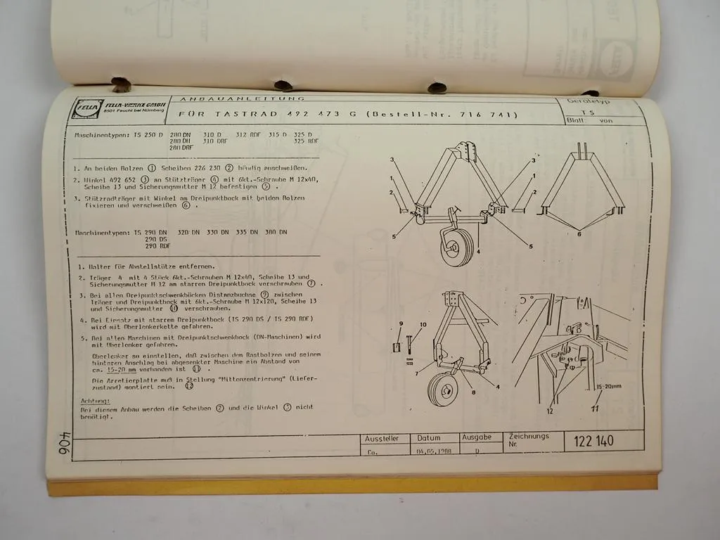 Fella Service Info Mähwerke Turboheuer Turboschwader 1988 Schulungshandbuch