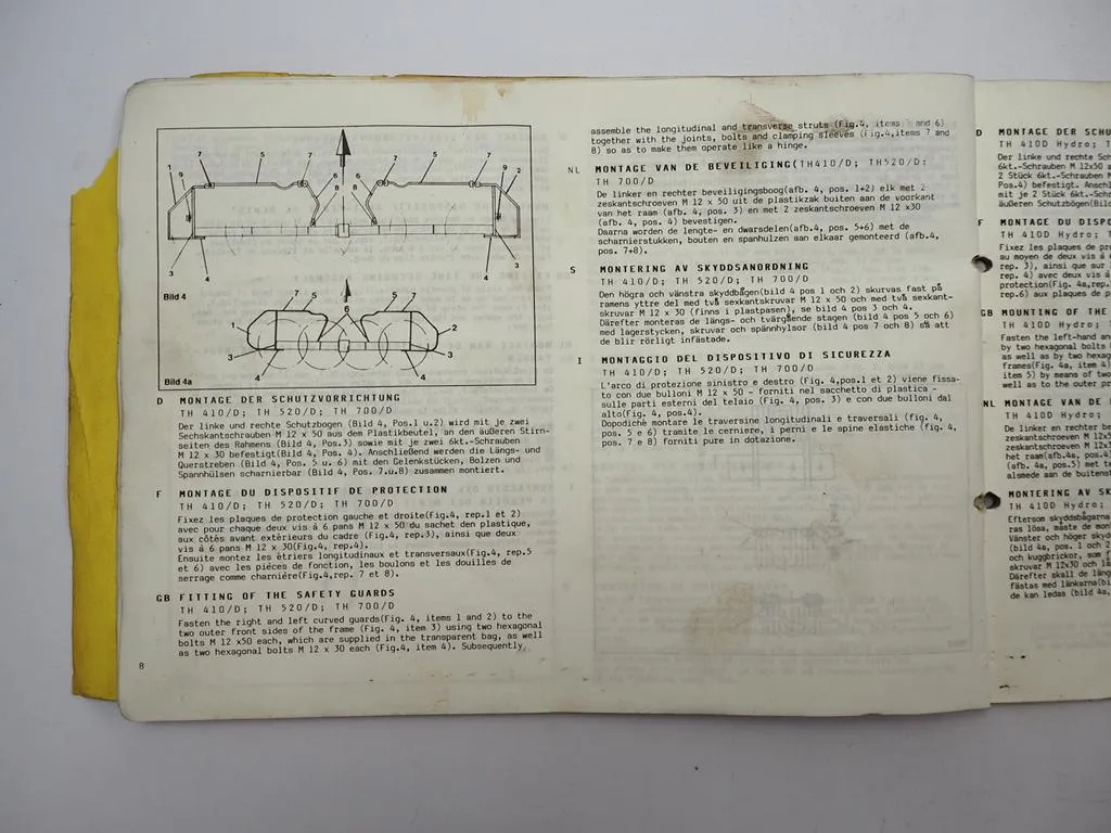 Fella TH 410 520 700 D DHydro Turboheuer Betriebsanleitung Ersatzteilliste 1986