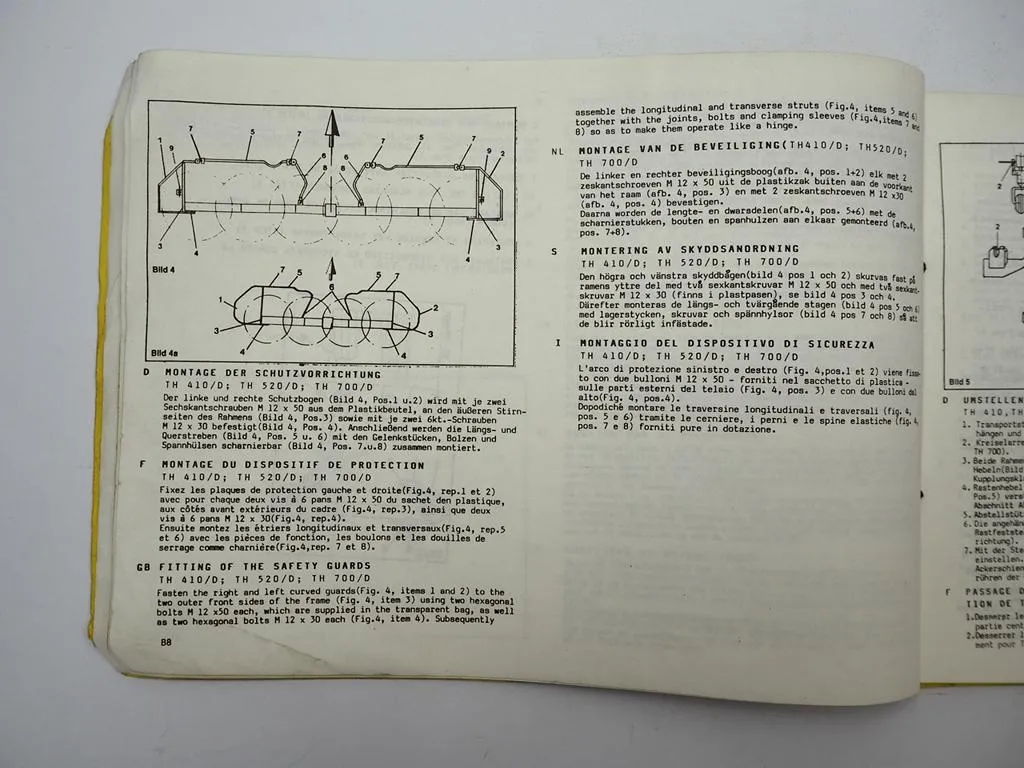 Fella TH 410 520 700 D Turboheuer Betriebsanleitung Ersatzteilliste 1987