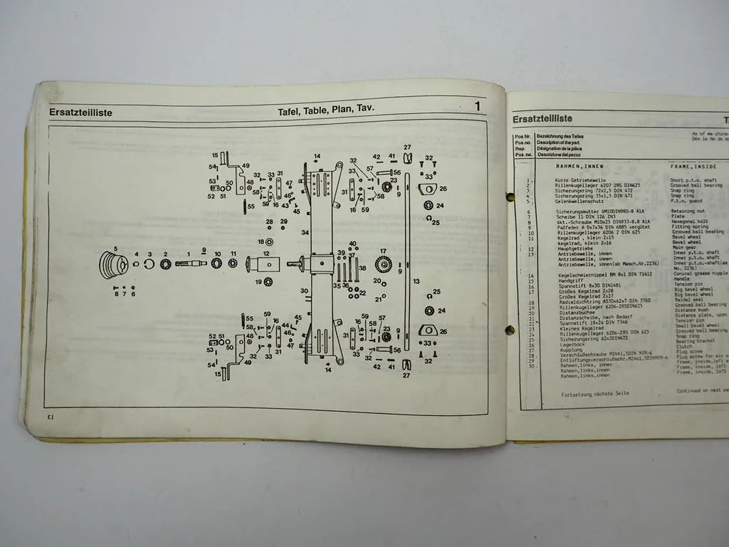 Fella TH 410 520 700 D Turboheuer Betriebsanleitung Ersatzteilliste 1987
