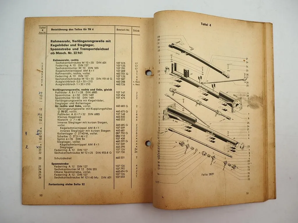 Fella TH4 TH6 Turboheuer Bedienungsanleitung Ersatzteilliste 1966