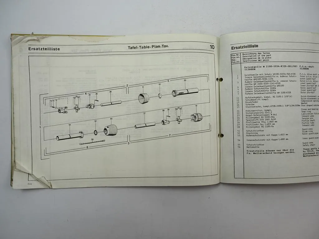 Fella TS335DN TS380DN Turboschwader Bedienungsanleitung Ersatzteilliste 1988