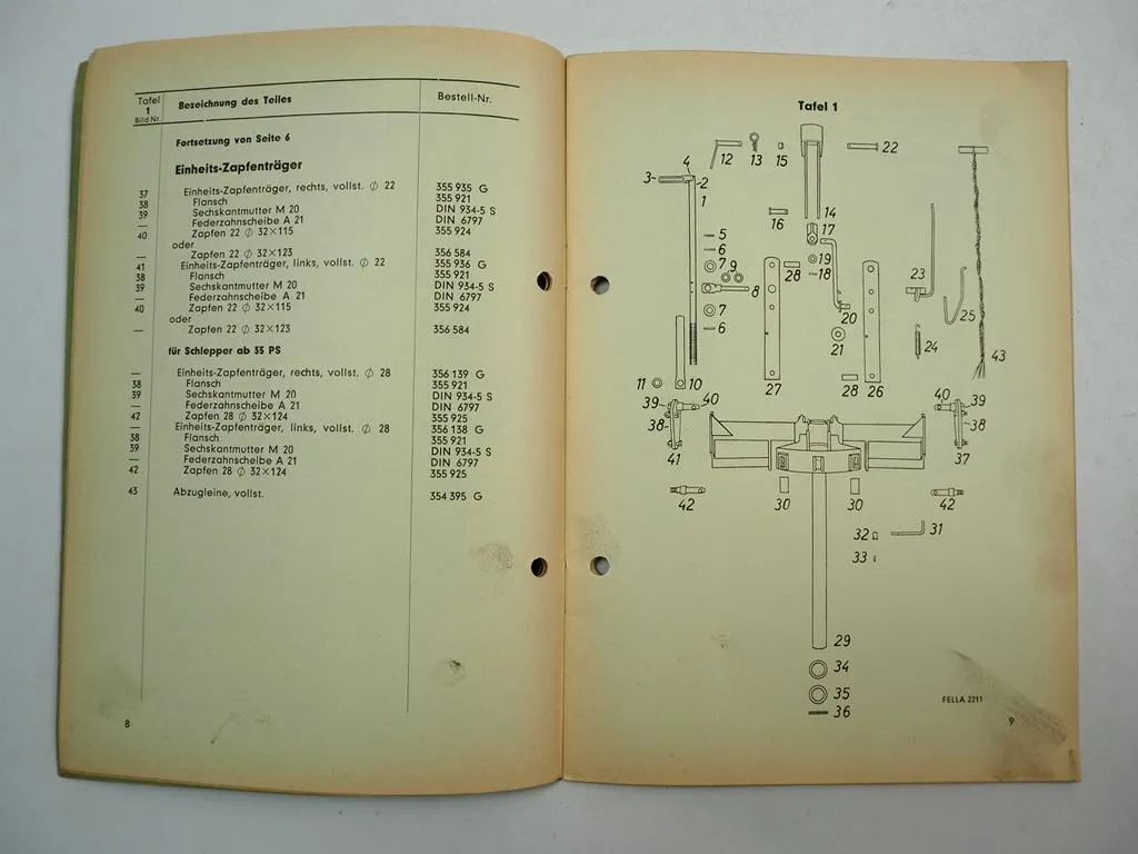 Fella Victormat S I II 500 550 Dreipunkt Winkeldrehpflug Ersatzteilliste 1964