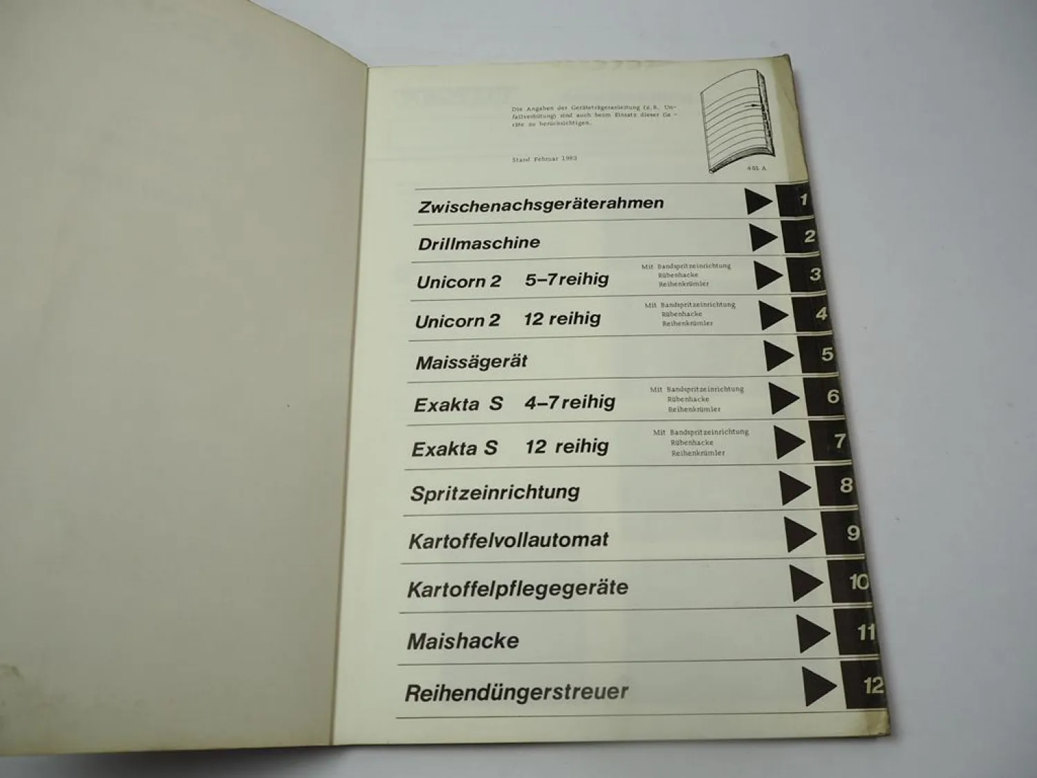 Fendt 231 250 255 275 GT Geräteträger Arbeitsgeräte Betriebsanleitung 1982