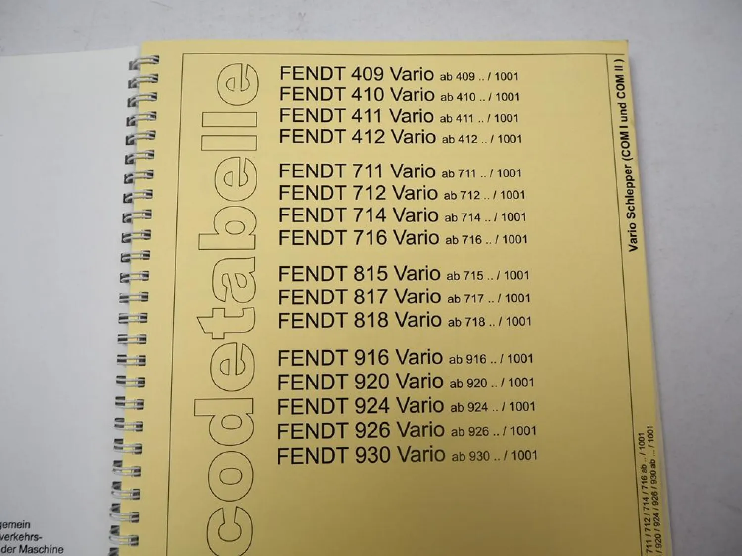 Fendt 300 400 700 800 900 Vario Schlepper Störcode Tabelle Fehlersuche 2007