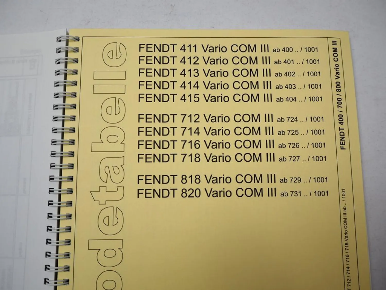 Fendt 300 400 700 800 900 Vario Schlepper Störcode Tabelle Fehlersuche 2007
