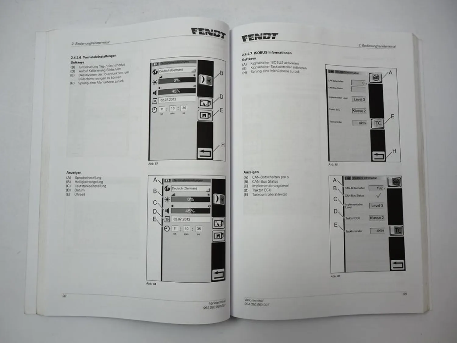 Fendt 310 311 312 313 Vario S4 Profi Betriebsanleitung Wartung Varioterminal