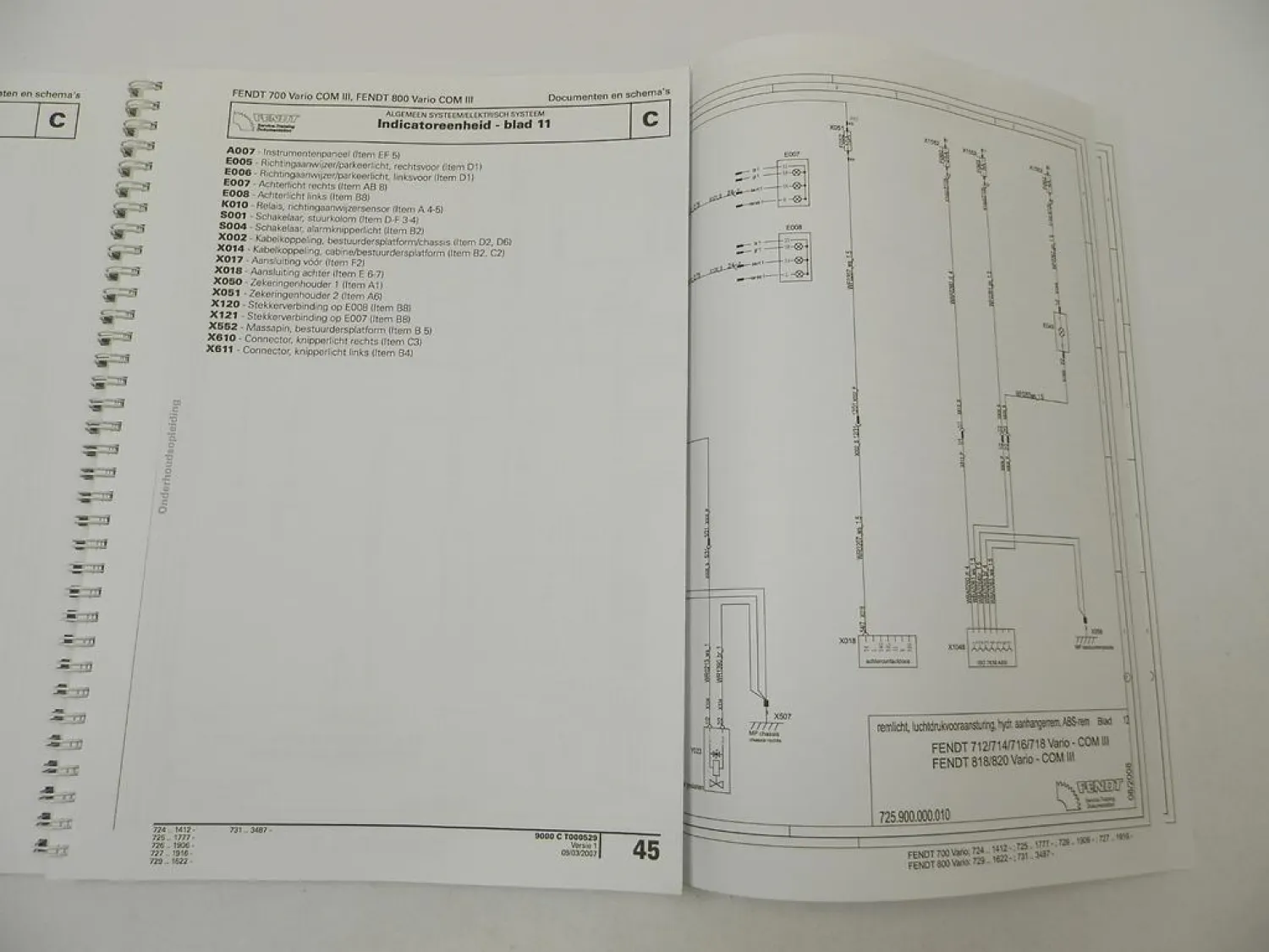 Fendt 700 800 Vario COM III Elektrik Hydraulik Schema Opleiding 2008