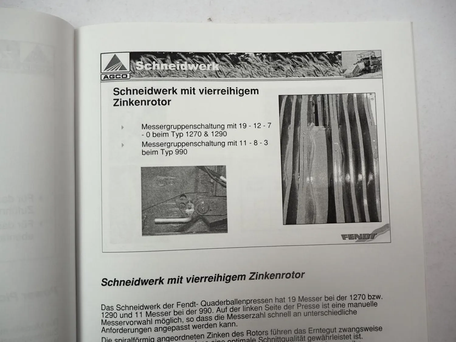 Fendt 990 1270 1290 S N Quaderballen Presse Produktinformation 2006