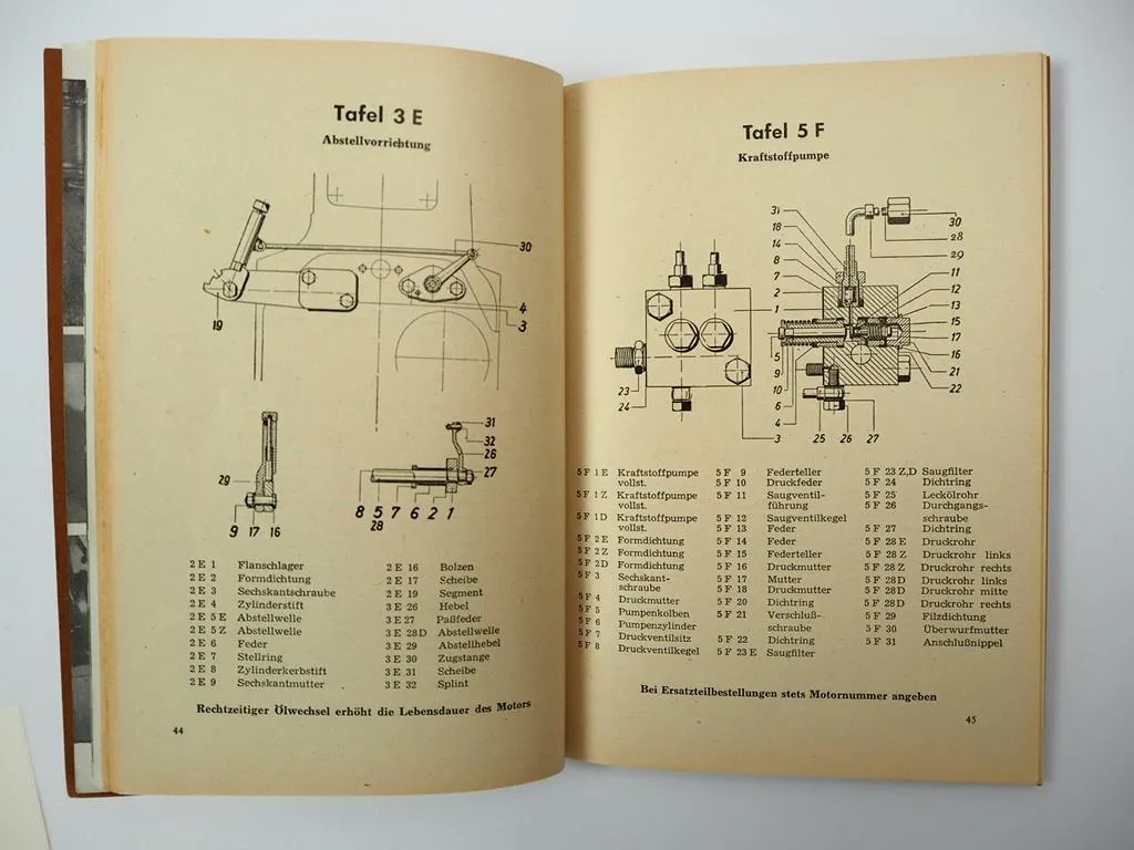 Fendt F25 P PH Dieselross Betriebsanleitung Wartung Ersatzteilliste Motor 1951