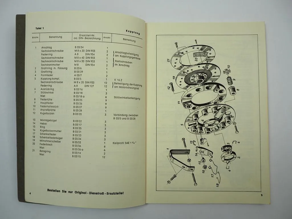 Fendt F25 P PH Dieselross Betriebsanleitung Wartung Ersatzteilliste Motor 1951