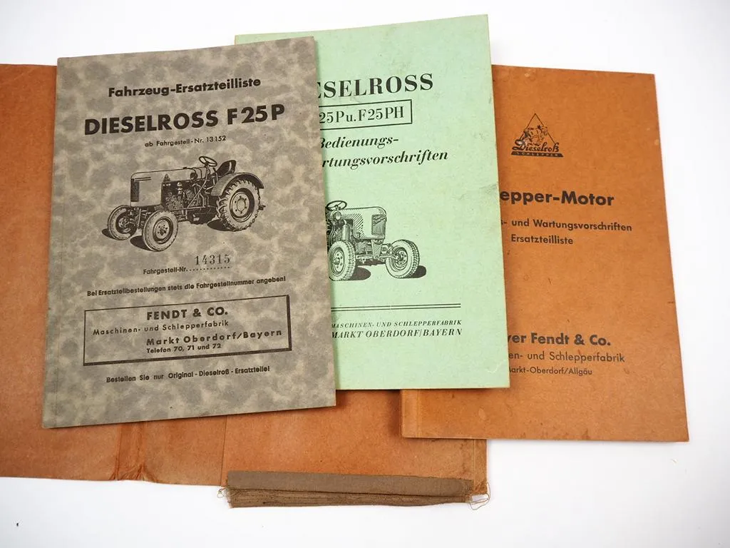 Fendt F25 P PH Dieselross Betriebsanleitung Wartung Ersatzteilliste Motor 1951