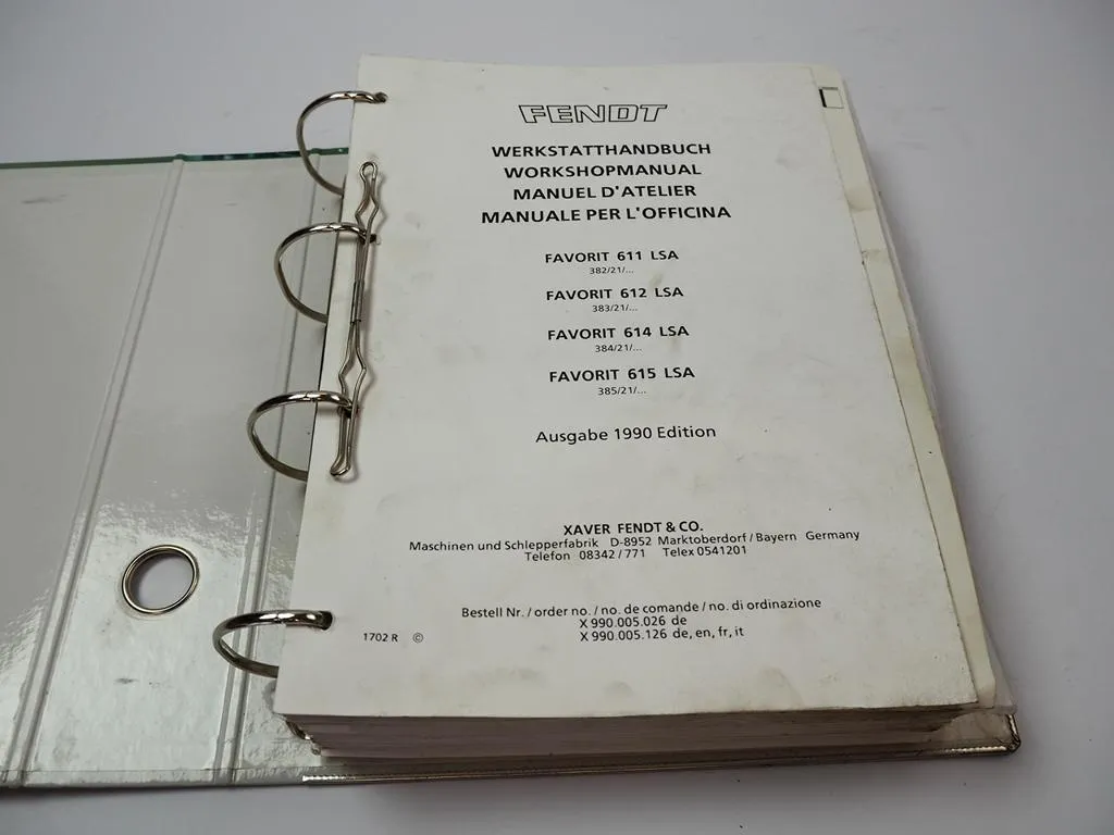 Fendt Favorit 611 612 614 615 LSA Werkstatthandbuch Reparaturanleitung 1990