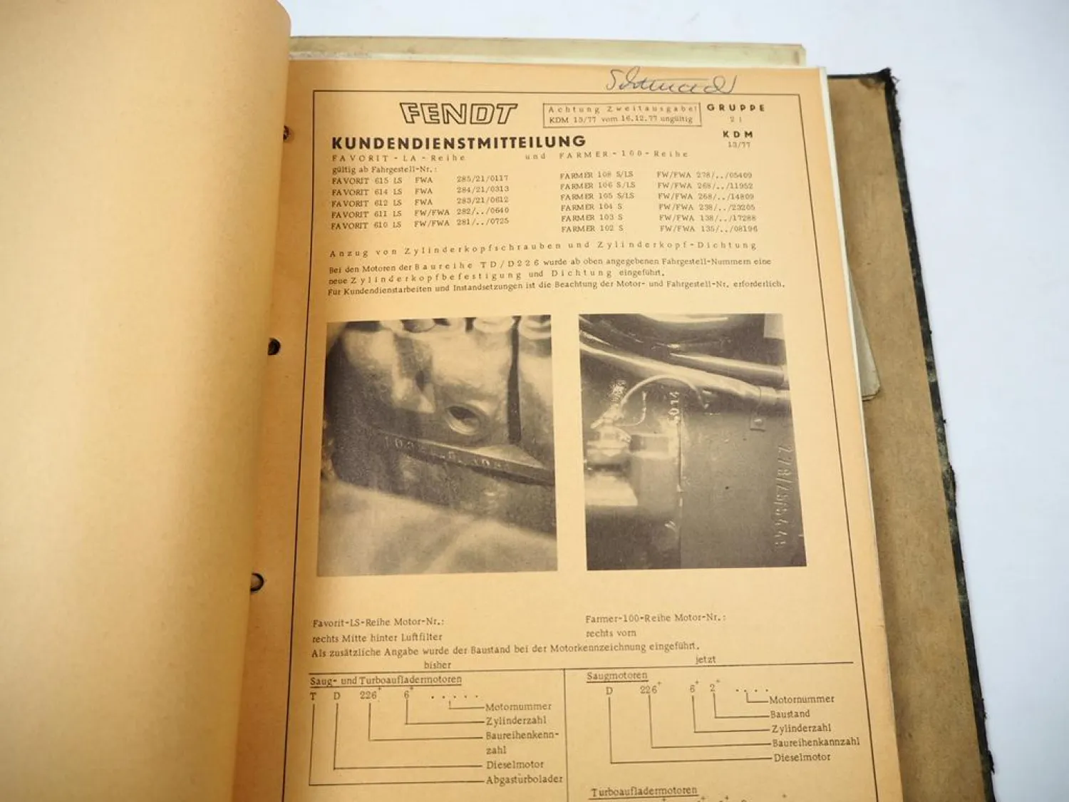 Fendt GT Favorit Farmer Kundendienstmitteilungen TÜV Gutachten Sicherheitsrahmen