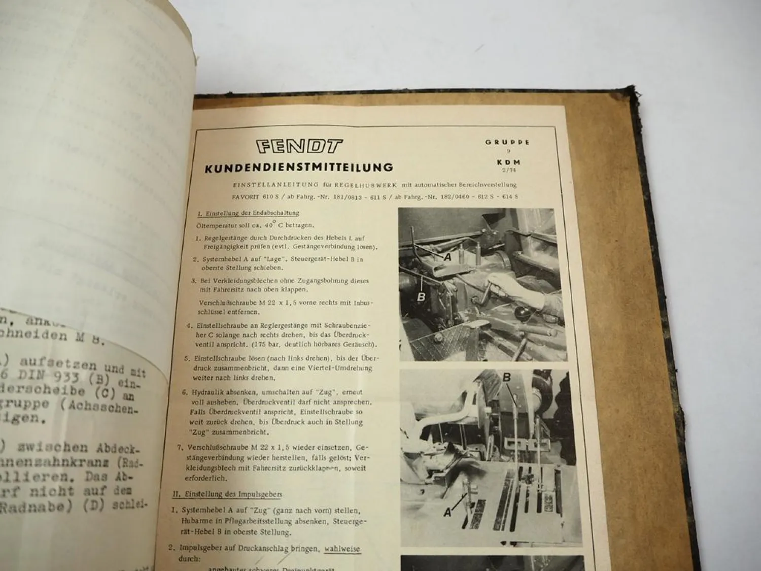 Fendt GT Favorit Farmer Kundendienstmitteilungen TÜV Gutachten Sicherheitsrahmen