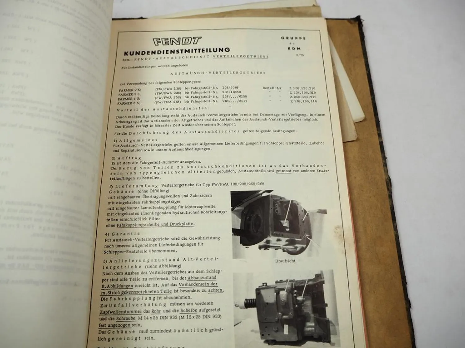 Fendt GT Favorit Farmer Kundendienstmitteilungen TÜV Gutachten Sicherheitsrahmen