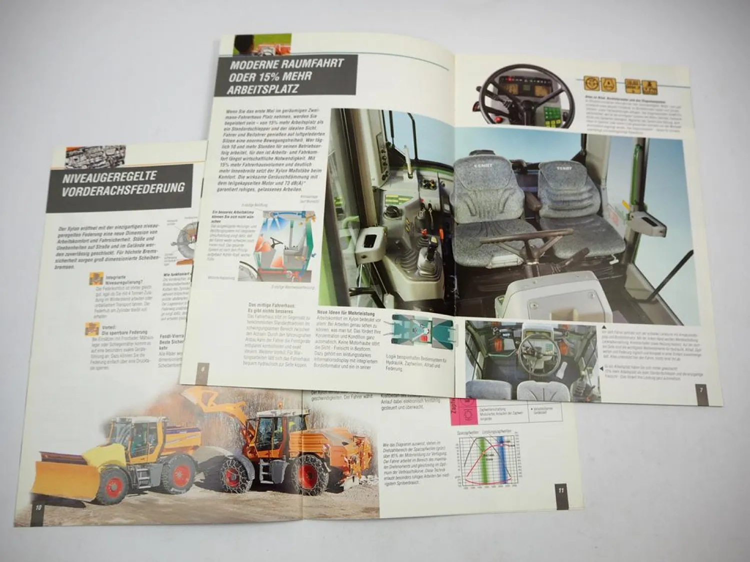 Fendt Xylon 520 522 524 Traktor 2x Prospekt mit technischen Daten ca. 2000