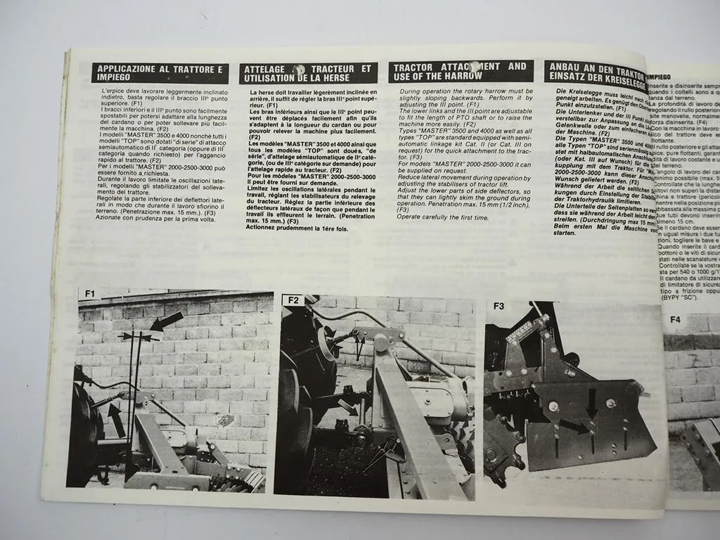 Feraboli Master 2000 2500 3000 2500 4000 Kreiselegge Betriebssanleitung ETL 1987