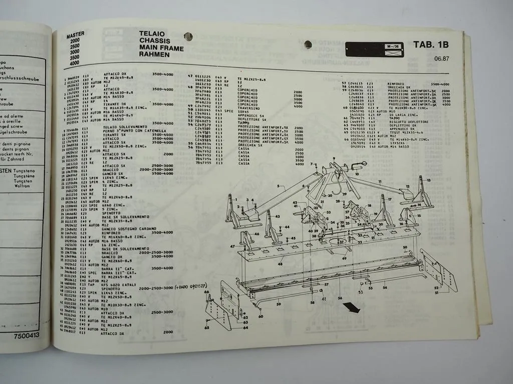 Feraboli Master 2000 2500 3000 2500 4000 Kreiselegge Betriebssanleitung ETL 1987