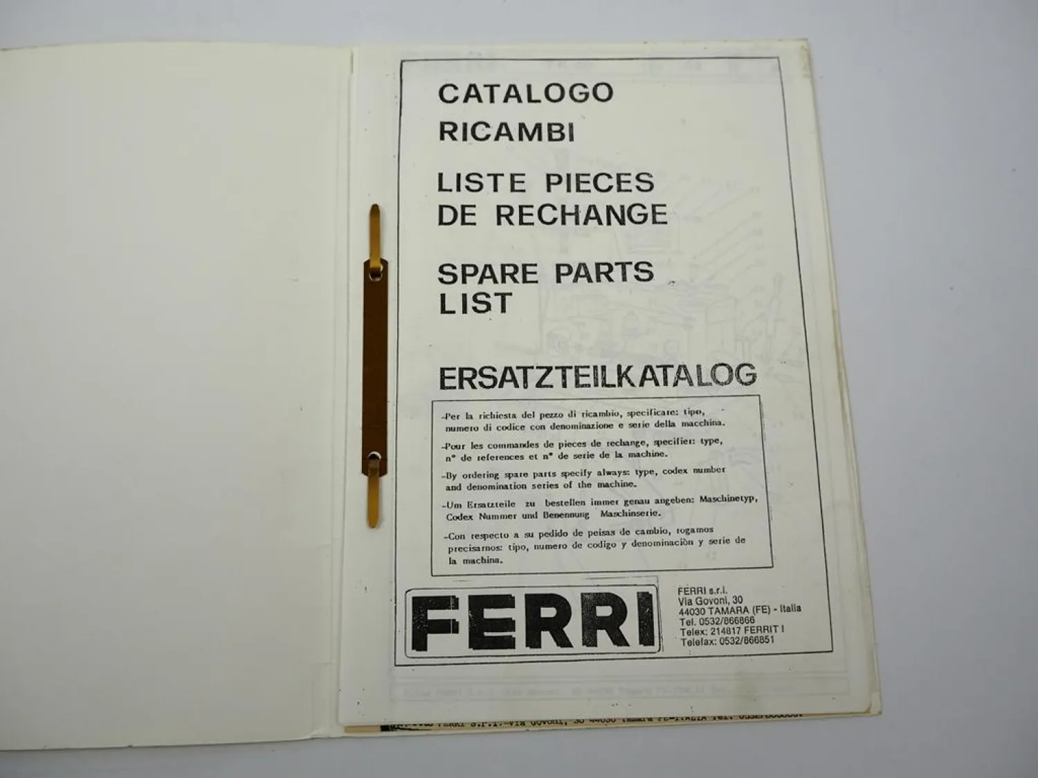 Ferri TK50 Serie 3 Böschungsmäher Betriebsanleitung Ersatzteilliste 1994/95