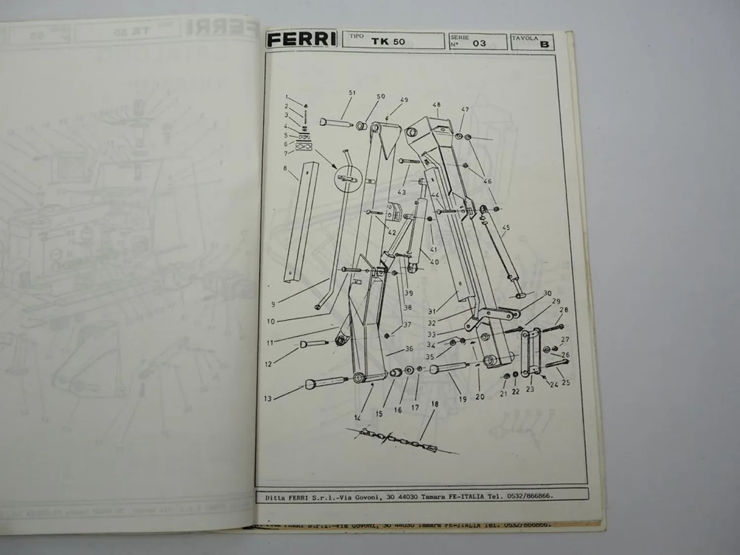 Ferri TK50 Serie 3 Böschungsmäher Betriebsanleitung Ersatzteilliste 1994/95
