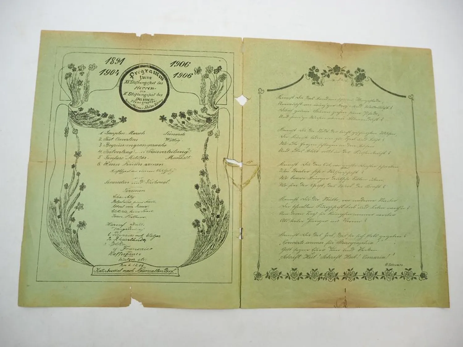 Festschrift 15. Stiftungsfest Stenographen Verein Weimar Stolze Schrey 1906