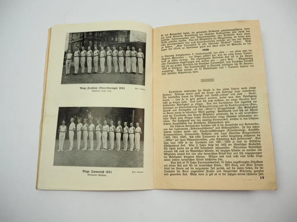 Festschrift 75 Jahre DT Turnverein 1856 - 1931 Hohenstein Ernstthal Schauturnen Jubilare Vereinsball