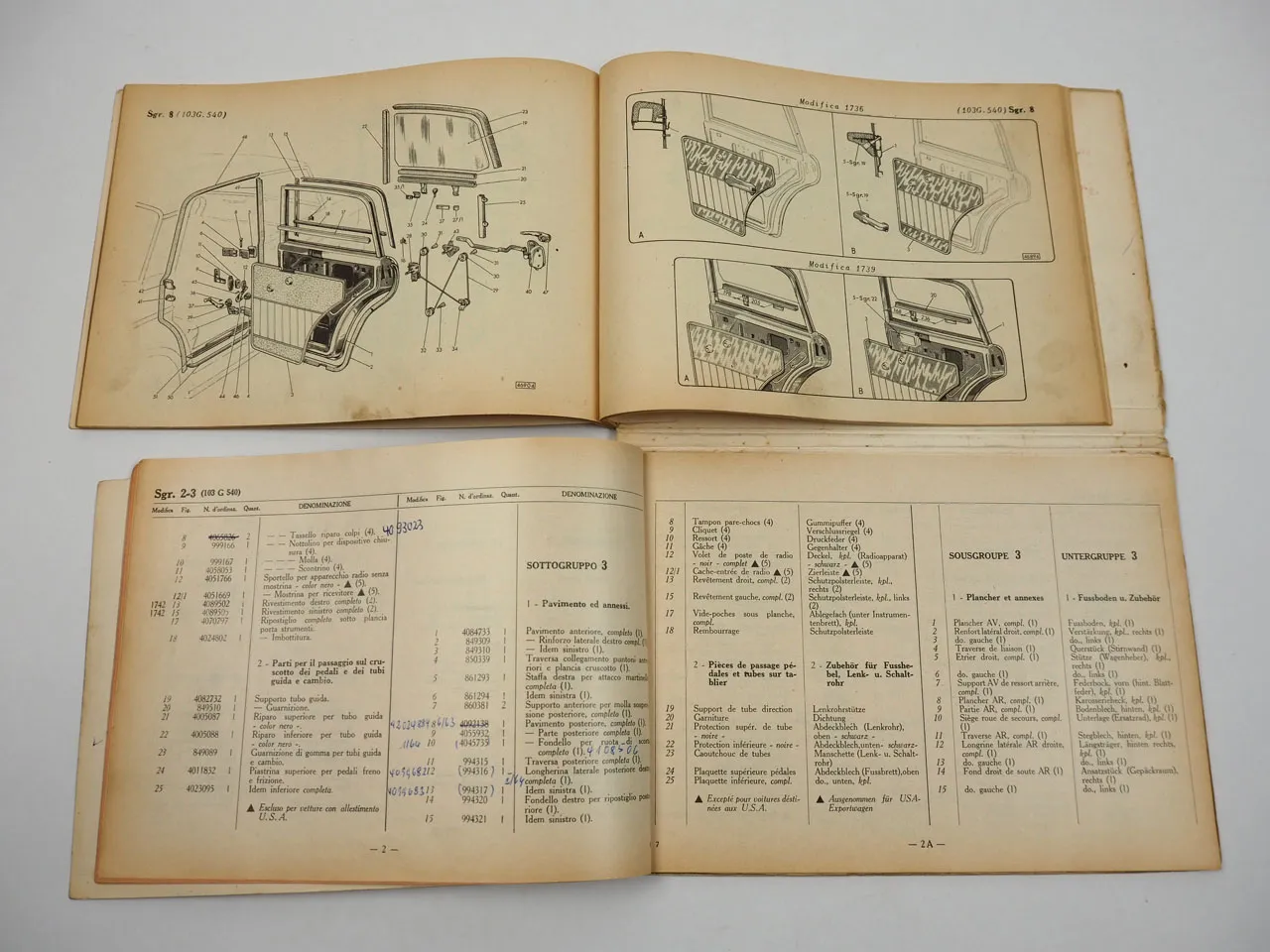 Fiat 1100 Special 103 Karosserie Ersatzteilliste Catalogo parti ricambio 10/1962