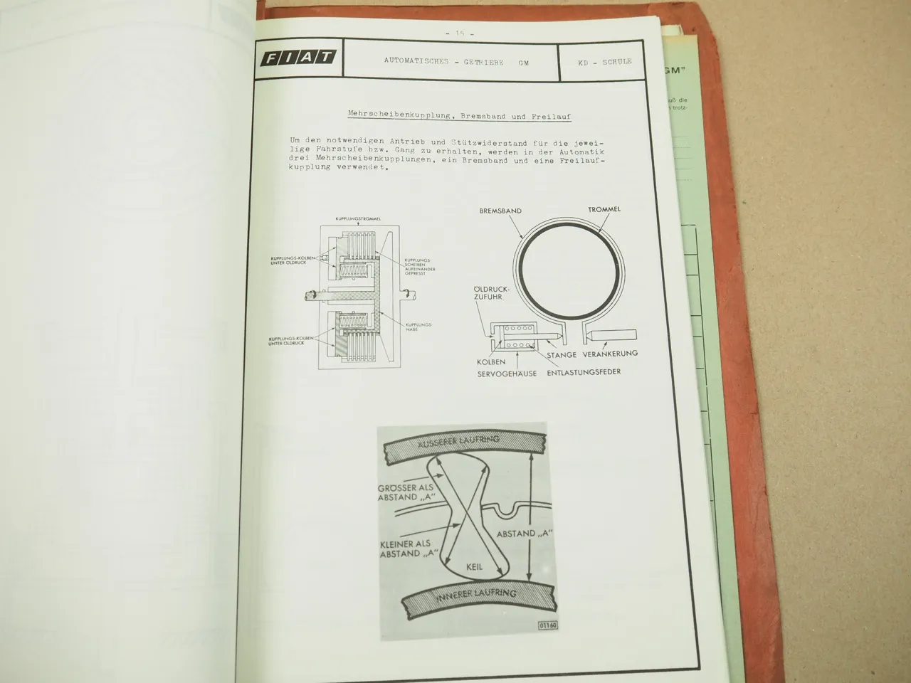 Fiat 124 125 special Automatikgetriebe GM Kundendienst Schule Werkstatthandbuch