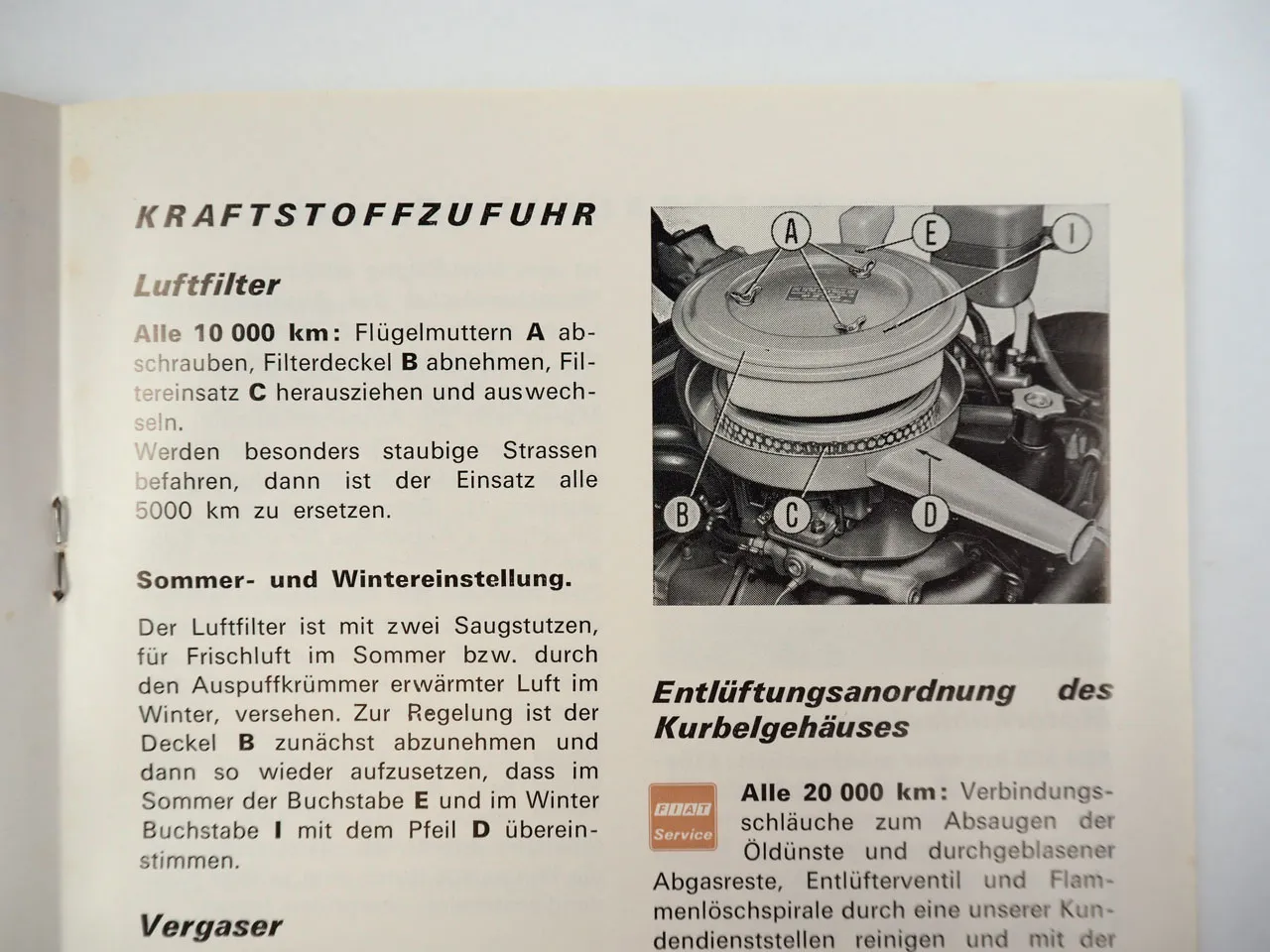 Fiat 124 Limousine Kombi PKW Betriebsanleitung Bedienungsanleitung 1971