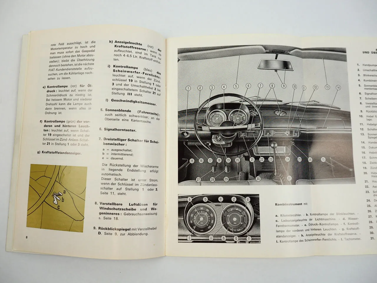 Fiat 124 Special PKW Betriebsanleitung Bedienungsanleitung 1969