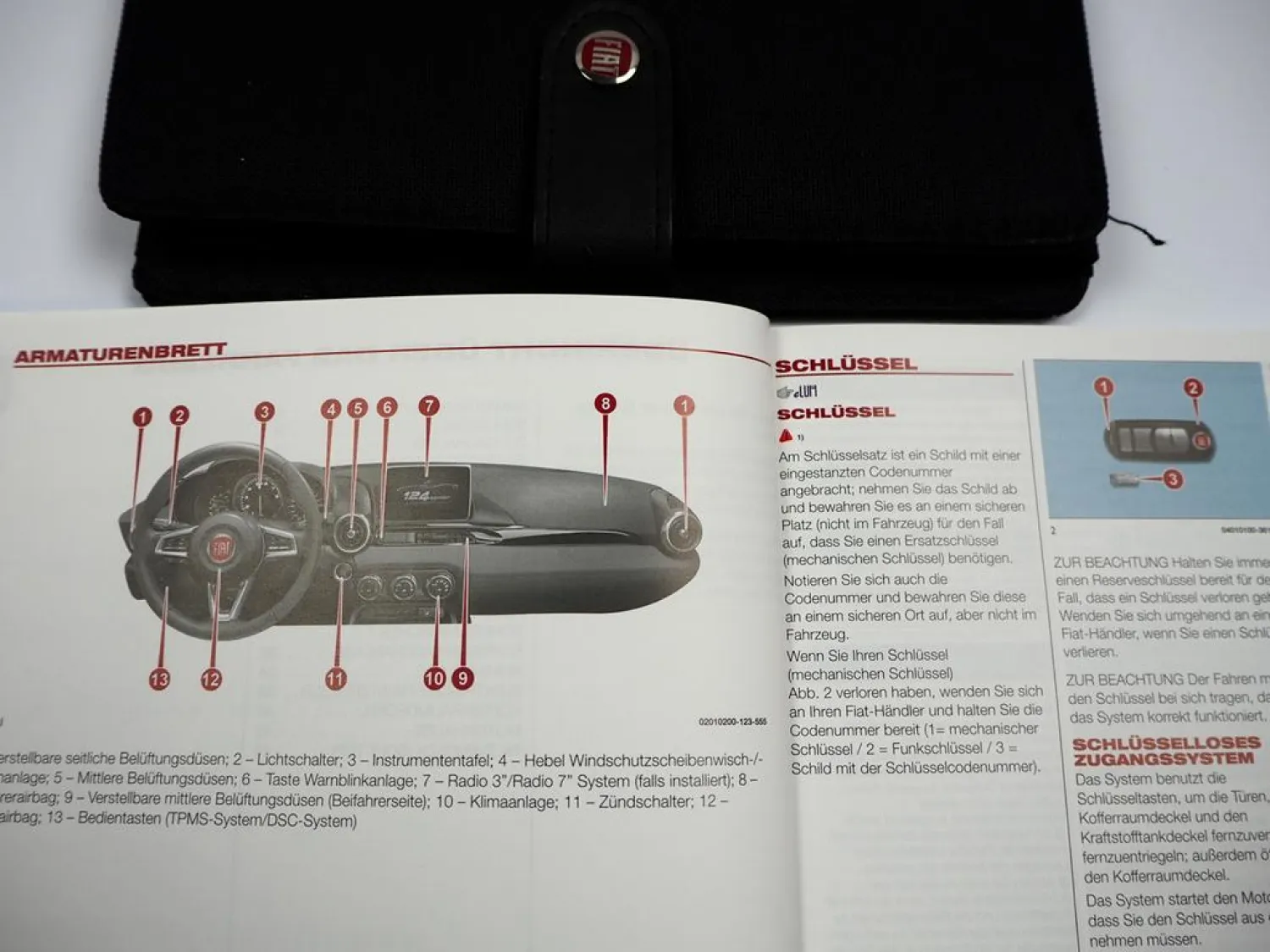 Fiat 124 Spider Betriebsanleitung Bedienungsanleitung 6/2016 Bordmappe