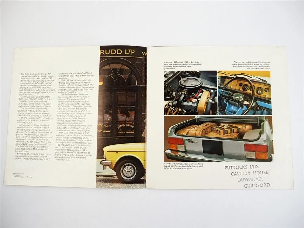 Fiat 132 1600 1800 GL GLS Car PKW Prospekt Brochure 1976