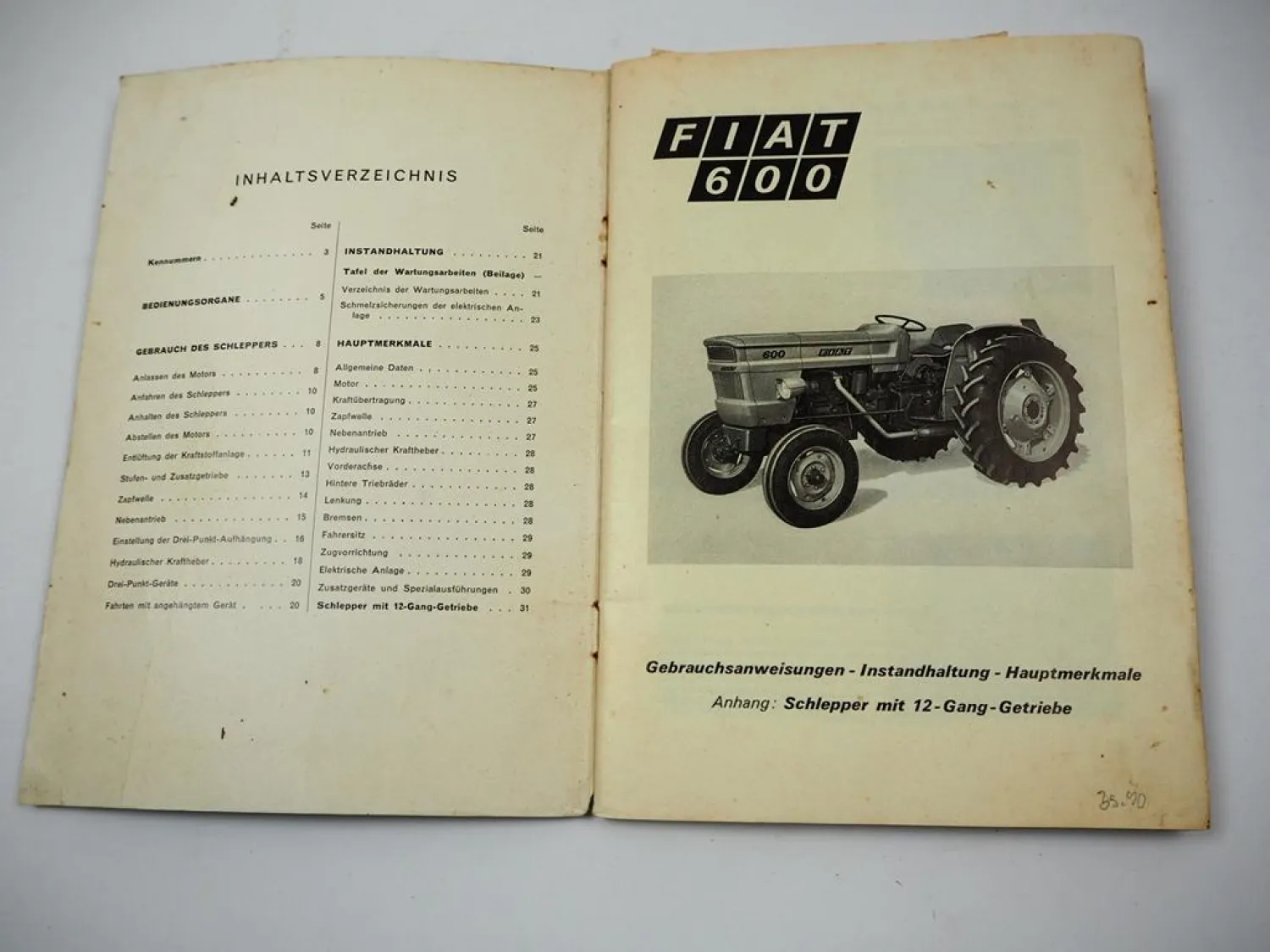 Fiat 600 Traktor Betriebsanleitung Bedienung Wartung Schaltplan Elektrik 1971